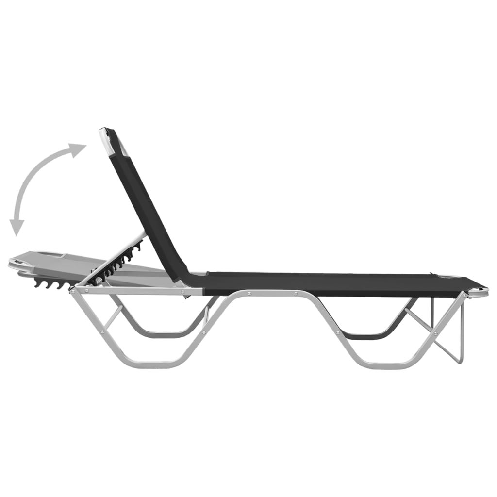 Chaise longue aluminium et textilène noir - 5