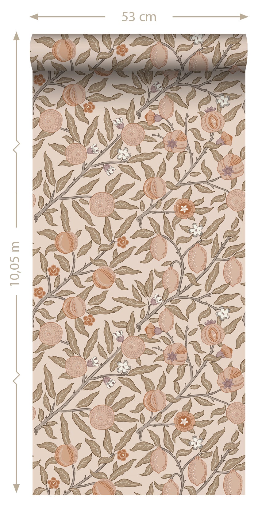 Papier peint des fruits et des feuilles exotiques terracotta claire - 50 x 900 cm - ESTAhome - 9