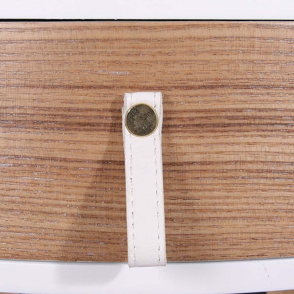 Table de chevet - HOME DECO FACTORY - Nora - Rond - Tiroir - Blanc et marron - 8