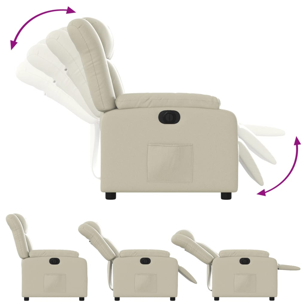 Fauteuil inclinable électrique Crème Similicuir - 7