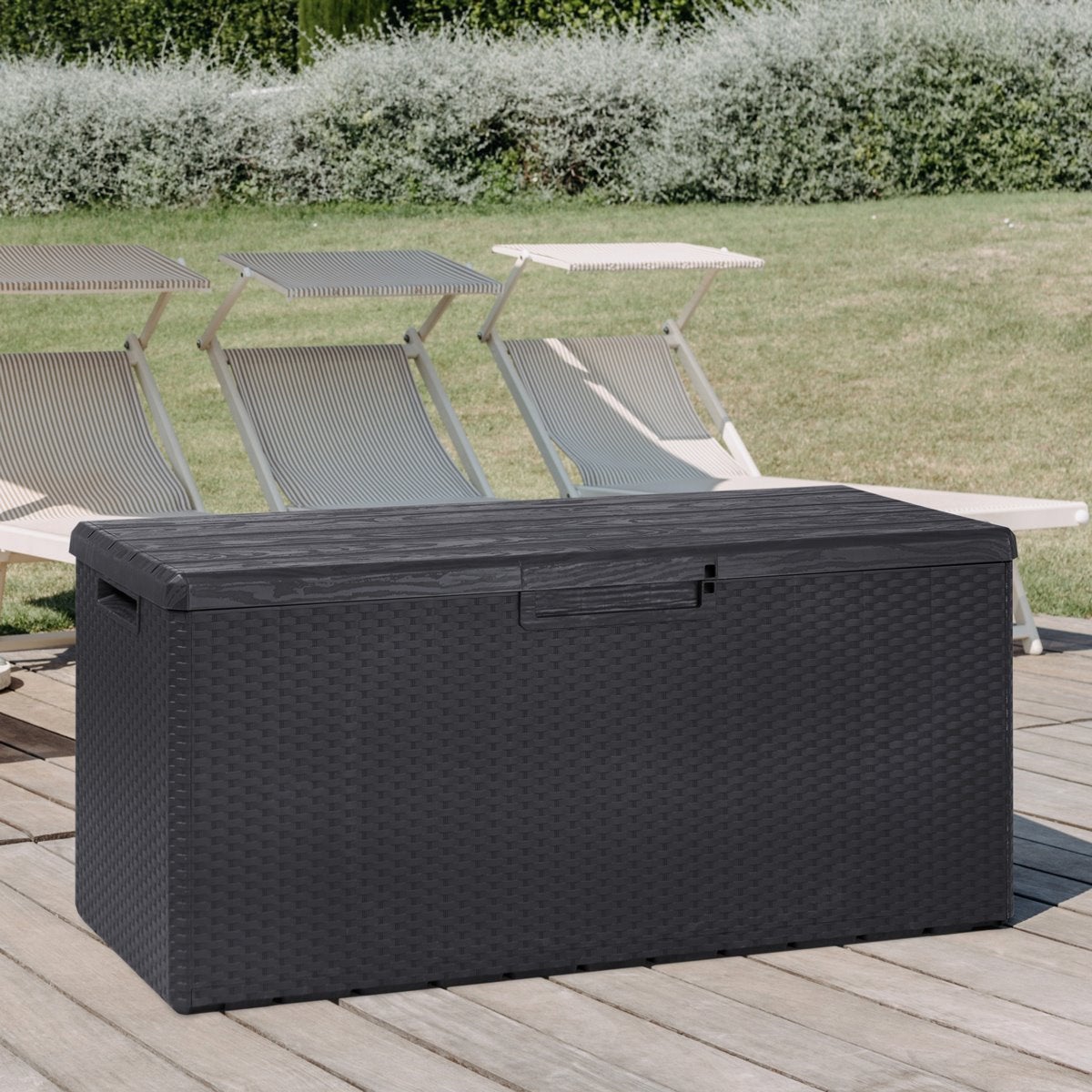 Coffre polyvalent verrouillable capacité 340 Lt avec roues Rotin ...