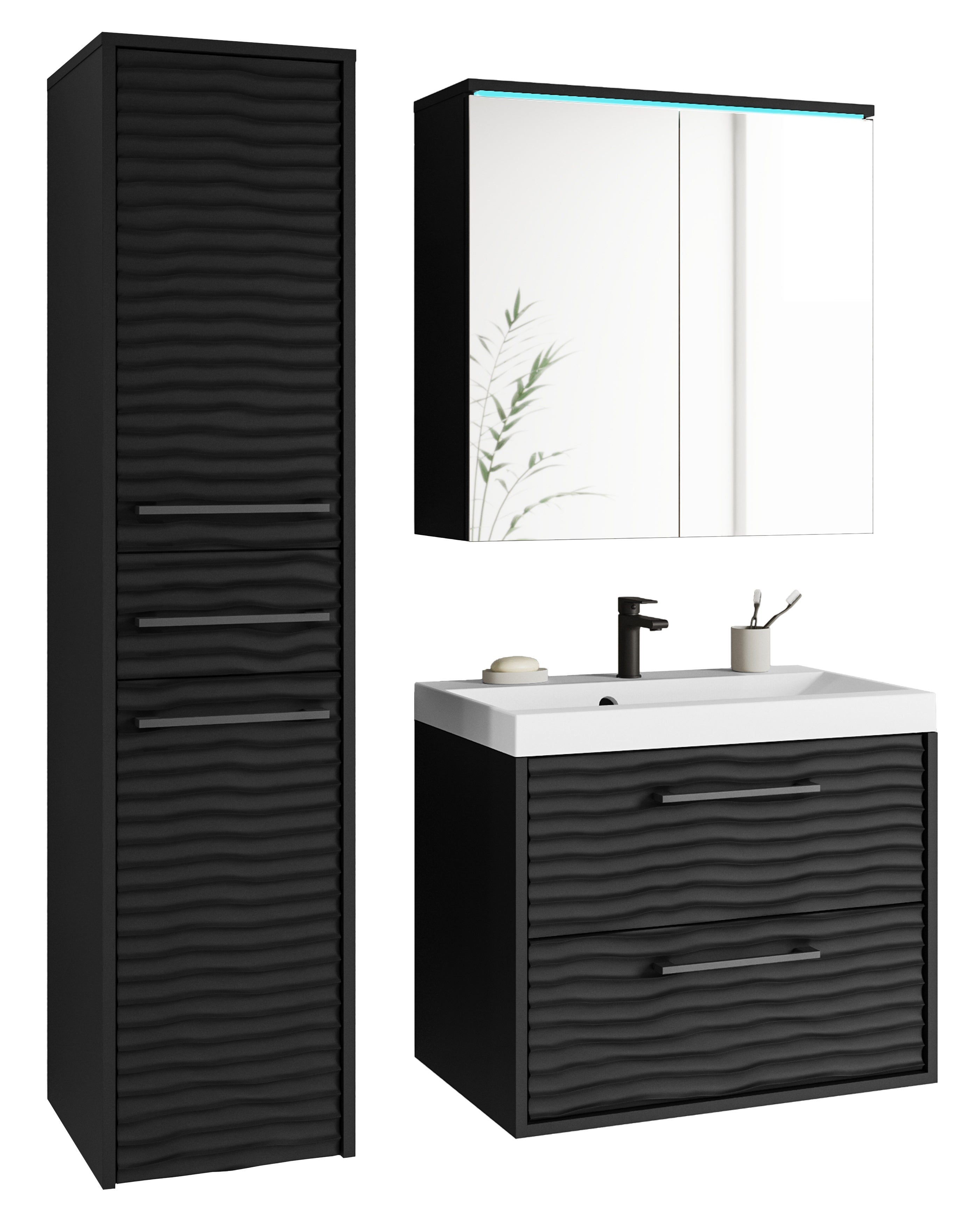 Meble łazienkowe kolor czarny grafit /czarny grafit MDF wzor M4 - YUKO 1