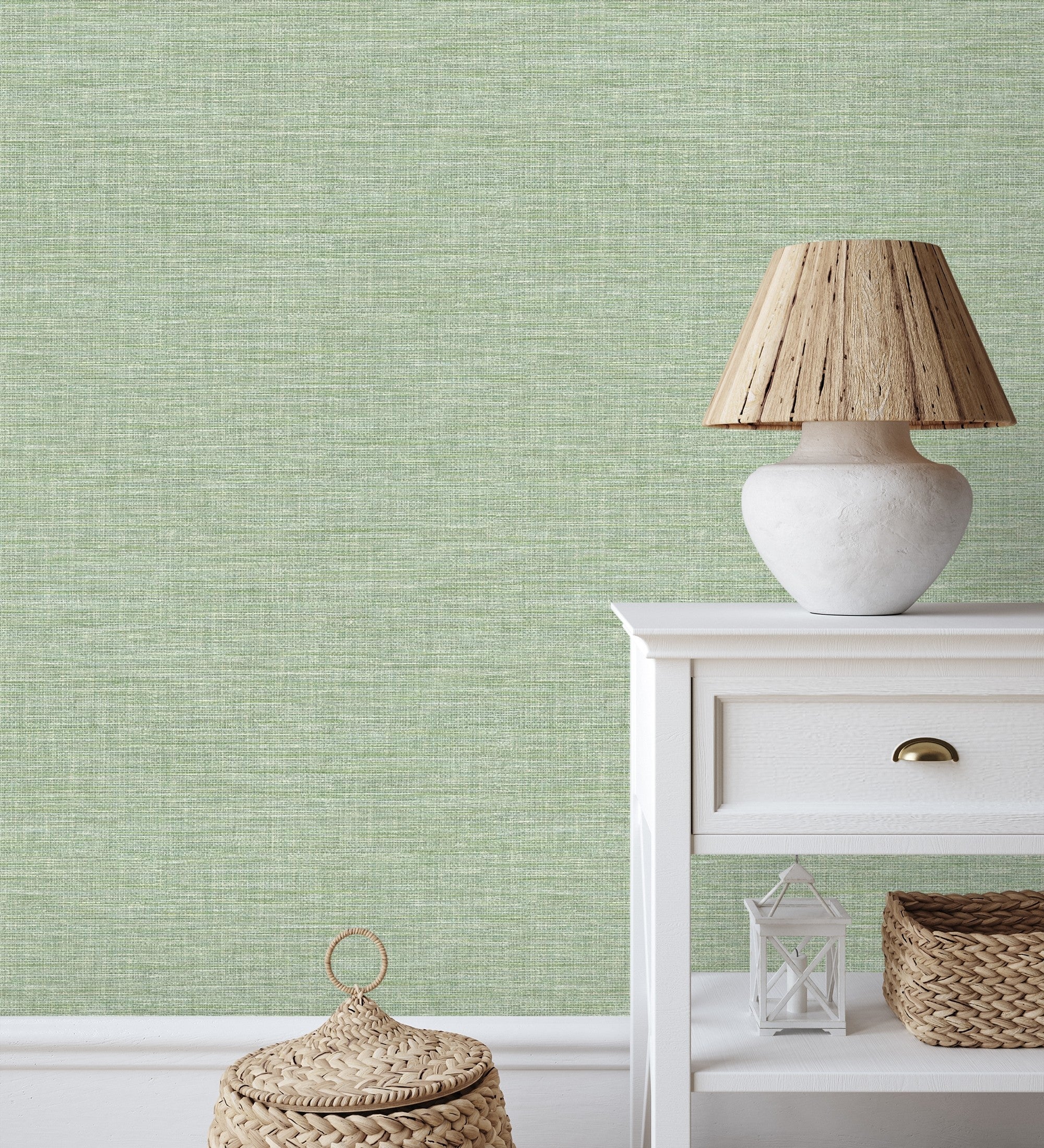 Papel pintado vinílico ecológico efecto fibra vegetal tejida teñida con textura en relieve - soho fabric 682339 de gaulan - rollo de 10 m x 0,52 m