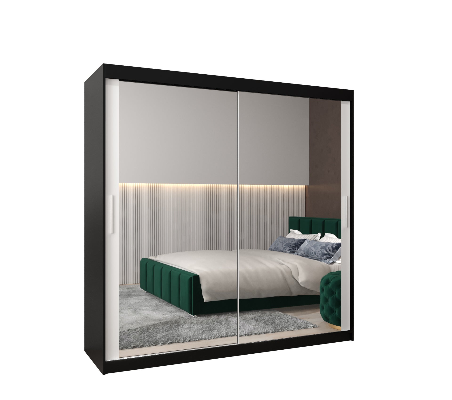 Szafa przesuwna garderoba TOKYO 3 200 x 62 x 200 cm Czarny + Biały - Abiks Meble
