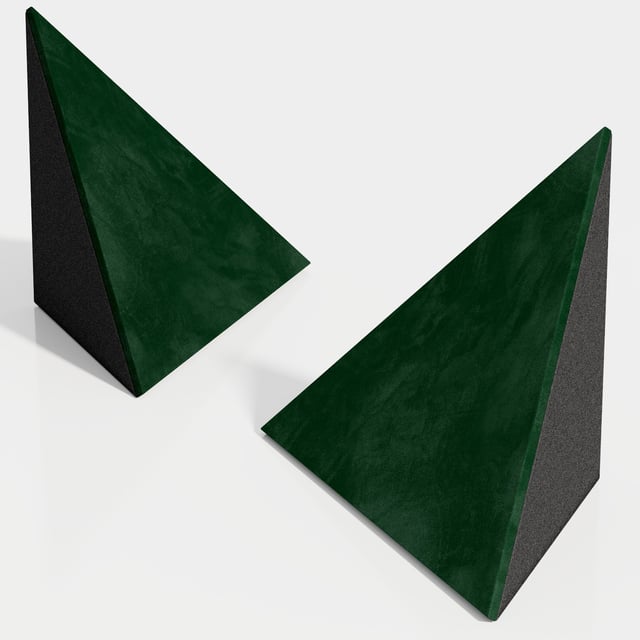 Lot de 2 Pièges à basses d'angle acoustiques décoratifs en velours CINEMATIC-TRI-BT -Tissu, MDF et mousse acoustique -Vert