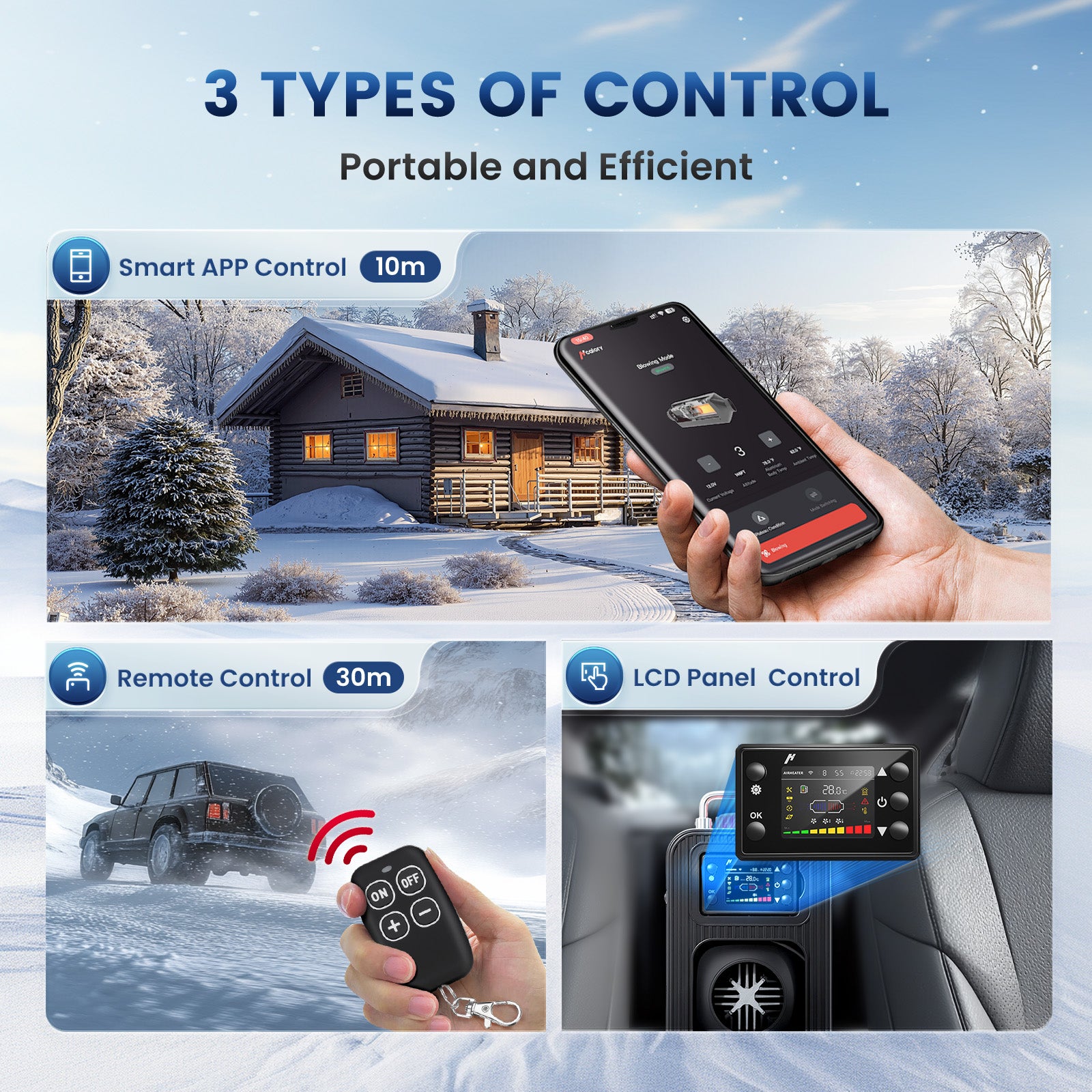 Chauffage Diesel 8kW, Réchauffeur d'Air 12/24/230V, Contrôle par App bluetooth, Télécommande et Écran d'Affichage, Température réglage - Vertical - 7