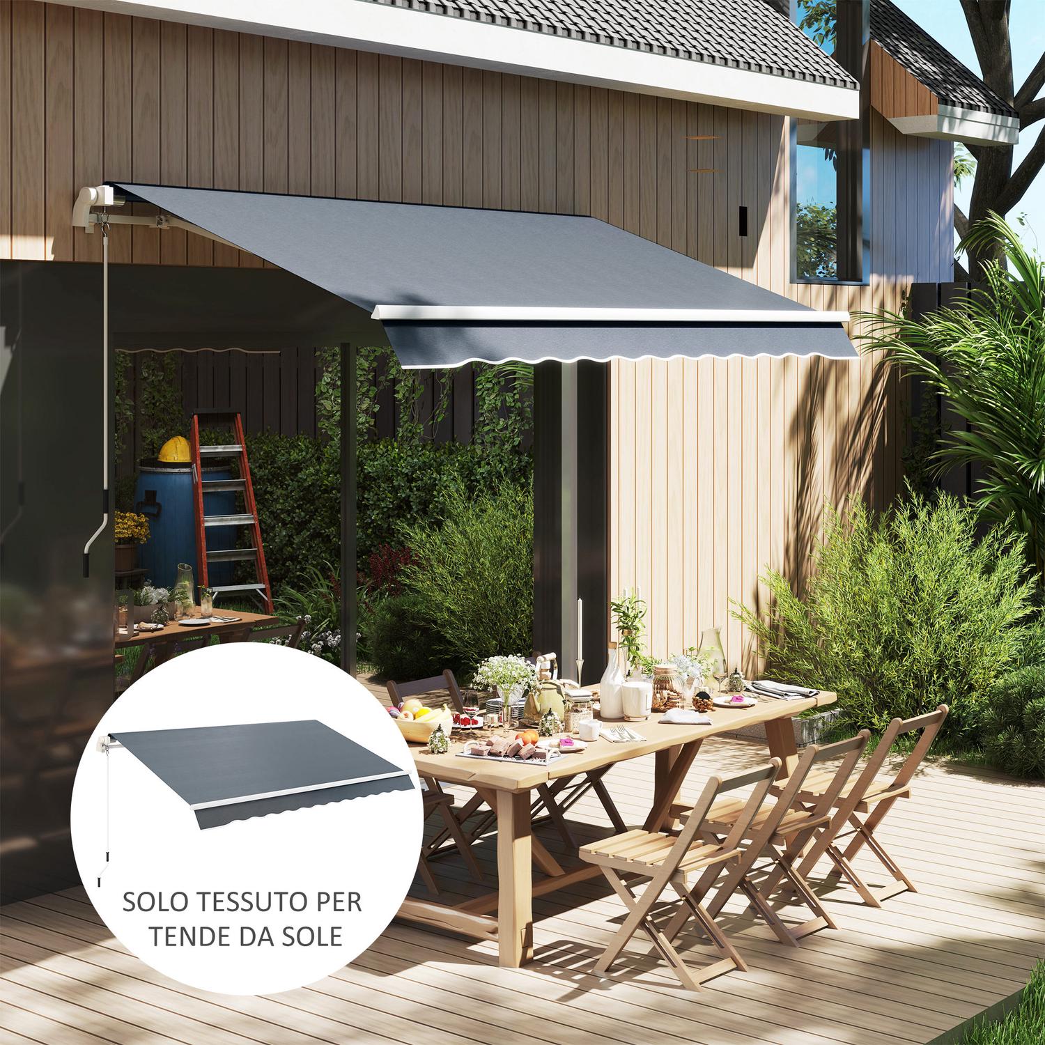 Toile de rechange store rétractable 4x3 m poly. anti-UV 50+, gris - 2