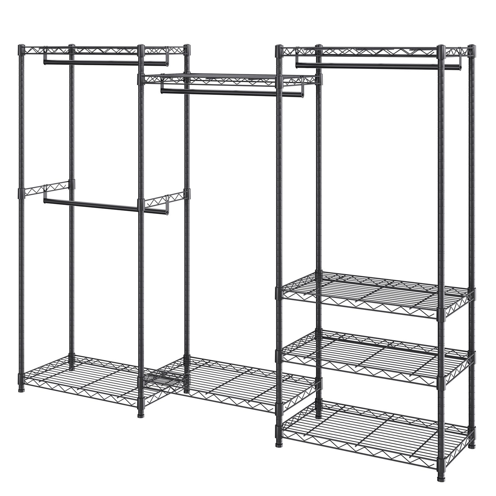 Portant à vêtements robuste SucceBuy d'une capacité de 800 lb, 4 tringles de suspension et 8 niveaux de rangement, porte-vêtements roulant - 2