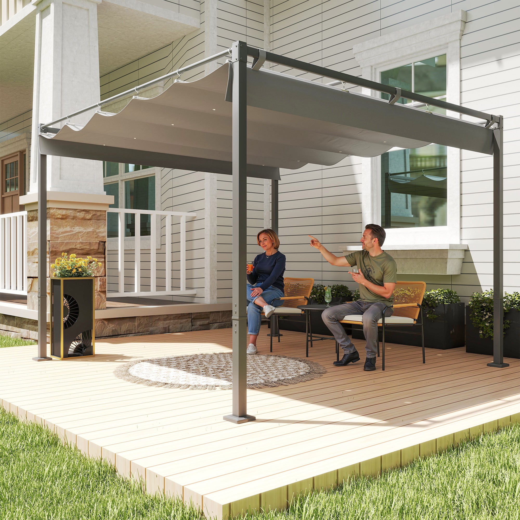 Pergola Gris en Acier 8.8 m² - 2