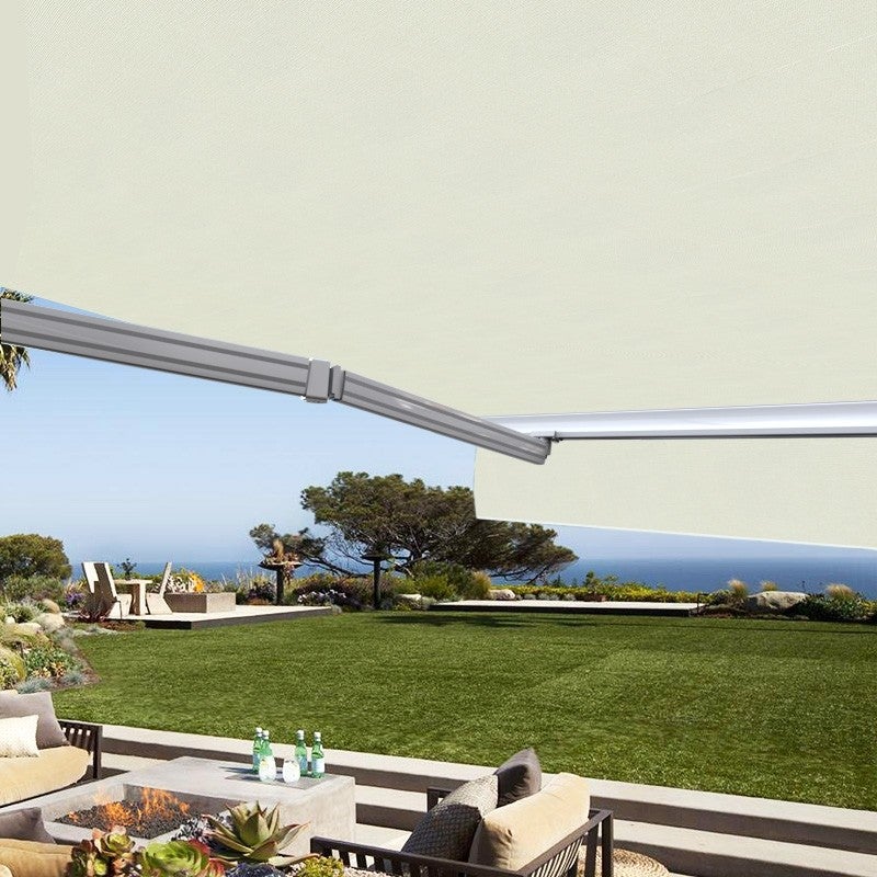 Store banne manuel Demi coffre 4 x 3 m pour terrasse - Écru - 2