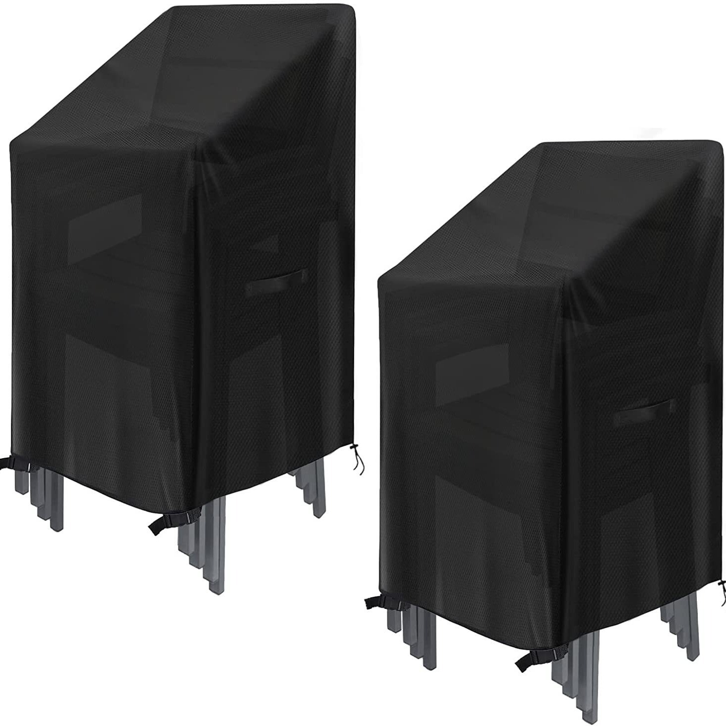 Zestaw 2 pokrowców na krzesła ogrodowe 210D Oxford - wodoodporne, odporne na promieniowanie UV i wiatr z systemem mocowania