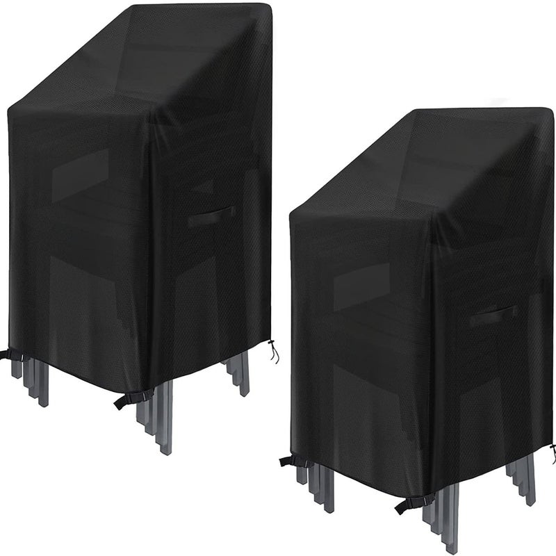 Zestaw 2 pokrowców na krzesła ogrodowe 210D Oxford - wodoodporne, odporne na promieniowanie UV i wiatr z systemem mocowania