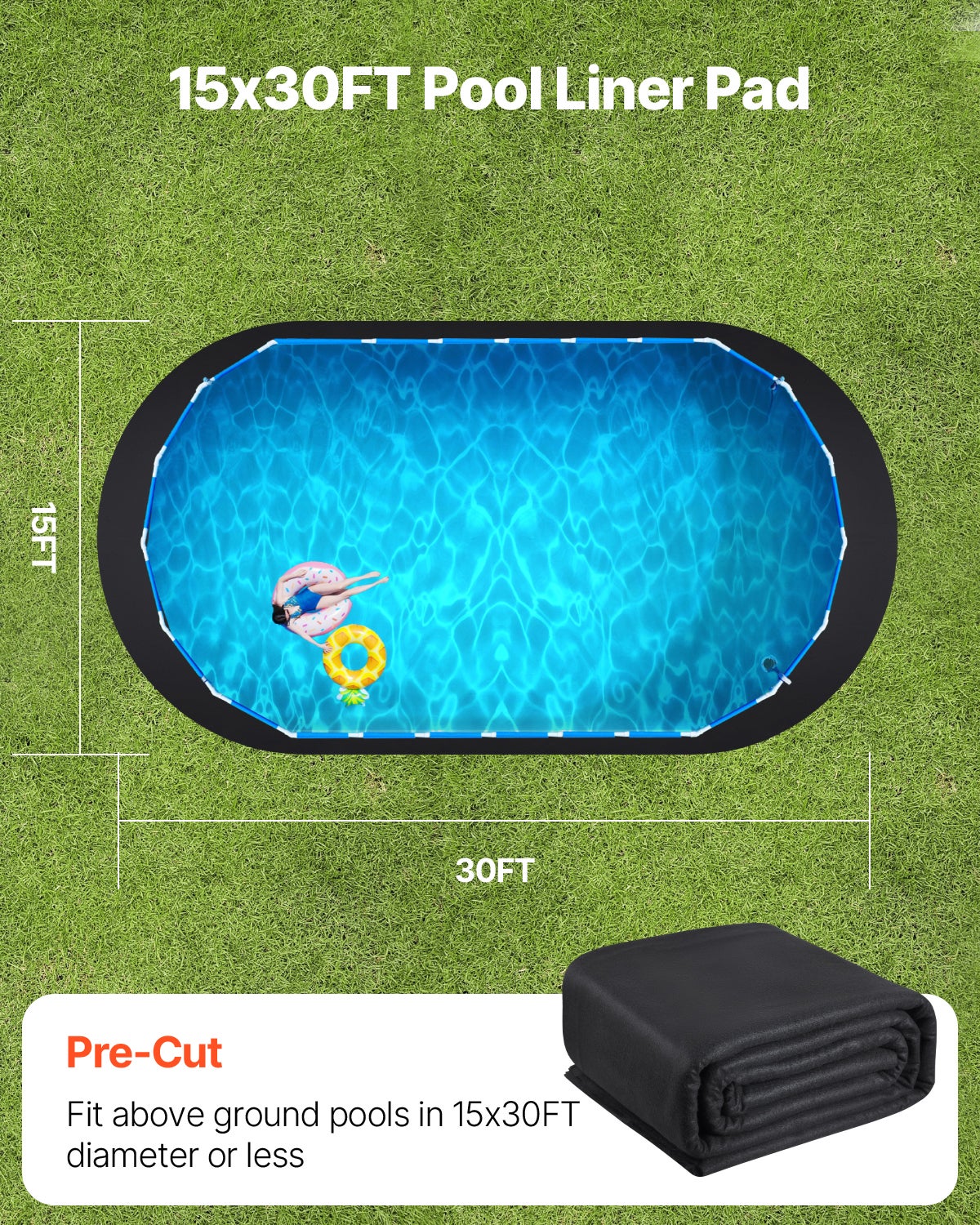 Tapis de Sol VEVOR pour Piscine 460x917 cm, Géotextile Épais, Protection Piscine Ovale Hors Sol, Installation Facile - 5