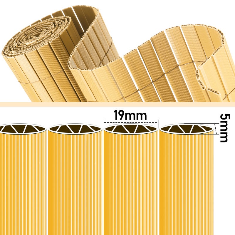 Brise-Vue PVC Bambou 90x300 Cm - Protection Intimité Jardin Balcon Terrasse, Résistant UV Et Intempéries