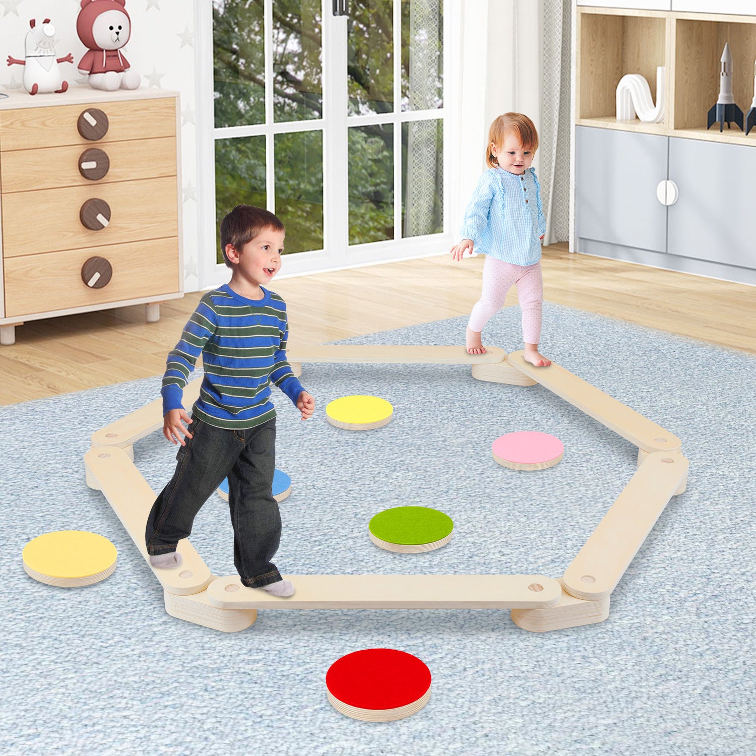 Set motricità pezzi Trave di equilibrio e disco trampolino in