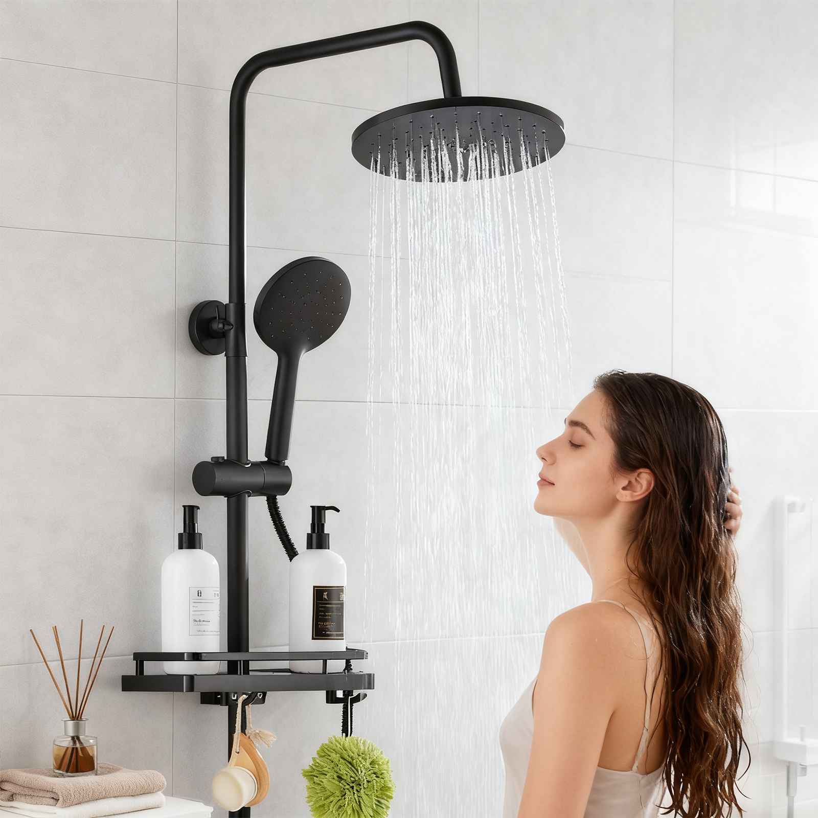 Juego de ducha con filtro anti-salpicaduras, roseta giratoria 360°, cuerpo de latón, diseño ahorrador de agua y presión, ideal para hogares y hoteles - 9