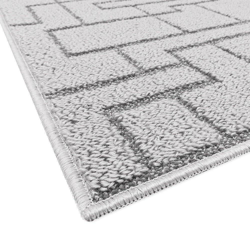 Alfombra Pasillo Por Metro - Patrón Geométrico Amarillo Y Gris, Moderna, Para Salón O Pasillo