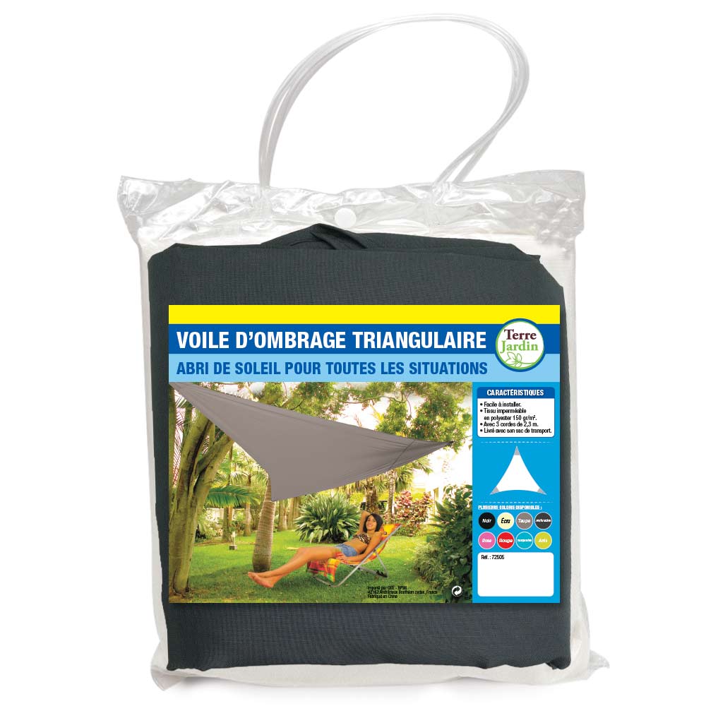 Voile D'ombrage SPRINGOS ® Triangle 3x3x3m - Blanc/Gris Clair - Anti-UV - Résist
