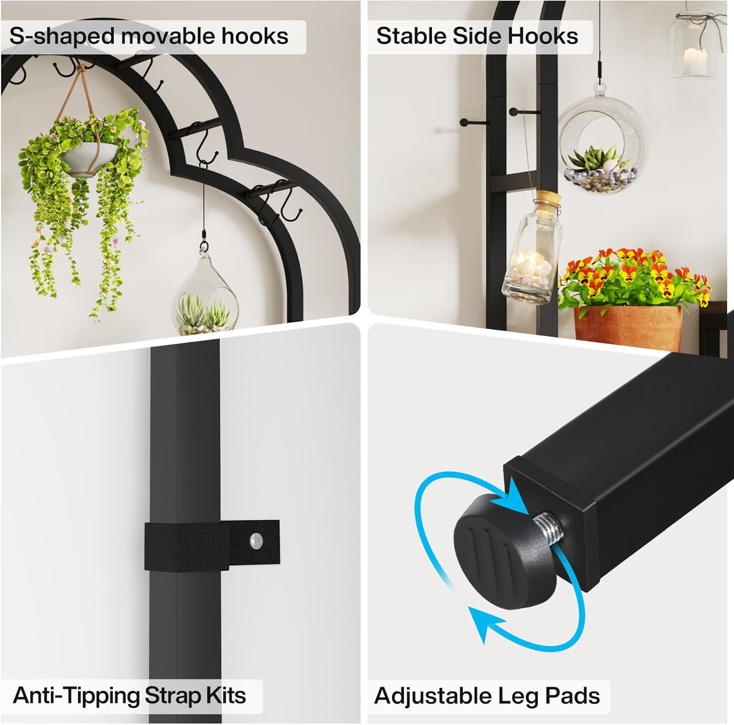 Tribesigns Support pour plantes d'intérieur à 6 niveaux, étagère arquée en métal de 190 cm,pour intérieur, jardin, balcon, salon - 9