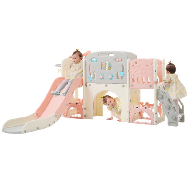 Toboggan 9 En 1 Intérieur/extérieur - Fusée Jeu Avec Tunnel, Panier Basket Et Rangement, Pour 1-4 Ans
