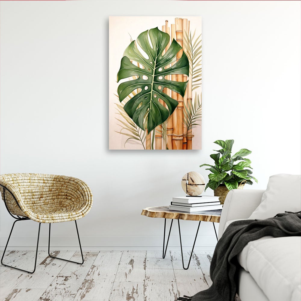 Obraz do salonu sypialni monstera li bambus tropikalny 60x90 - Leroy  Merlin