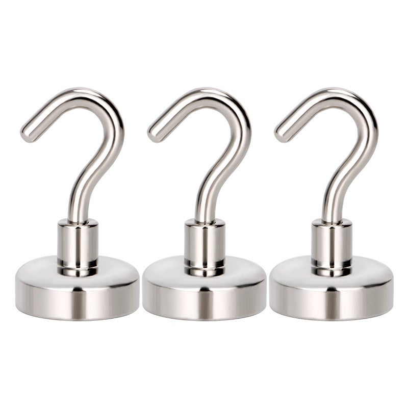 Crochets Magnétiques 15 Kg, Aimants Néodyme, Crochets Rotatifs Extra Forts Sans Perforation Pour Cuisine Bureau Placard Argent 20 Mm 10 Pieces