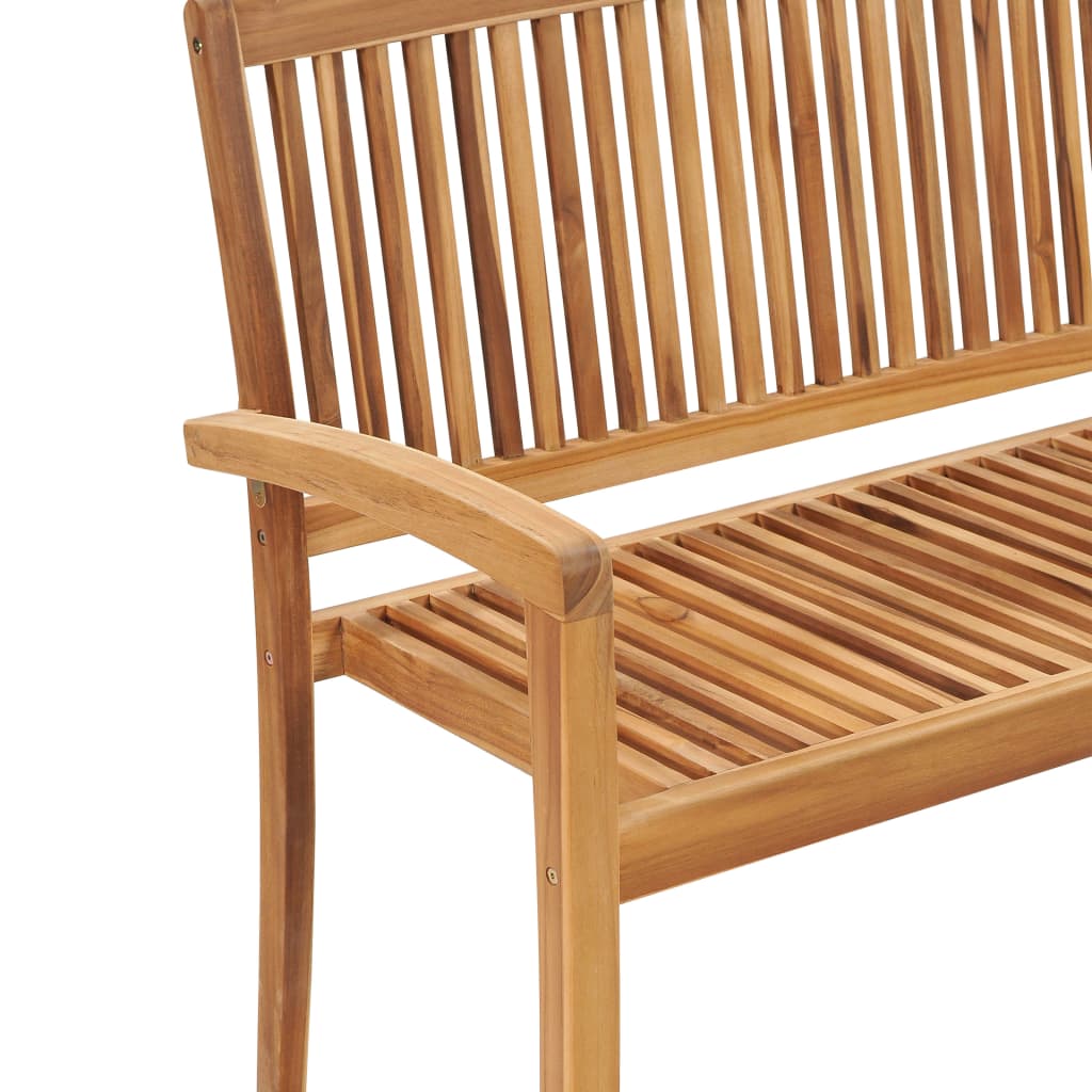 Banc de jardin empilable et coussin 128,5cm Bois de teck massif vidaXL - 4