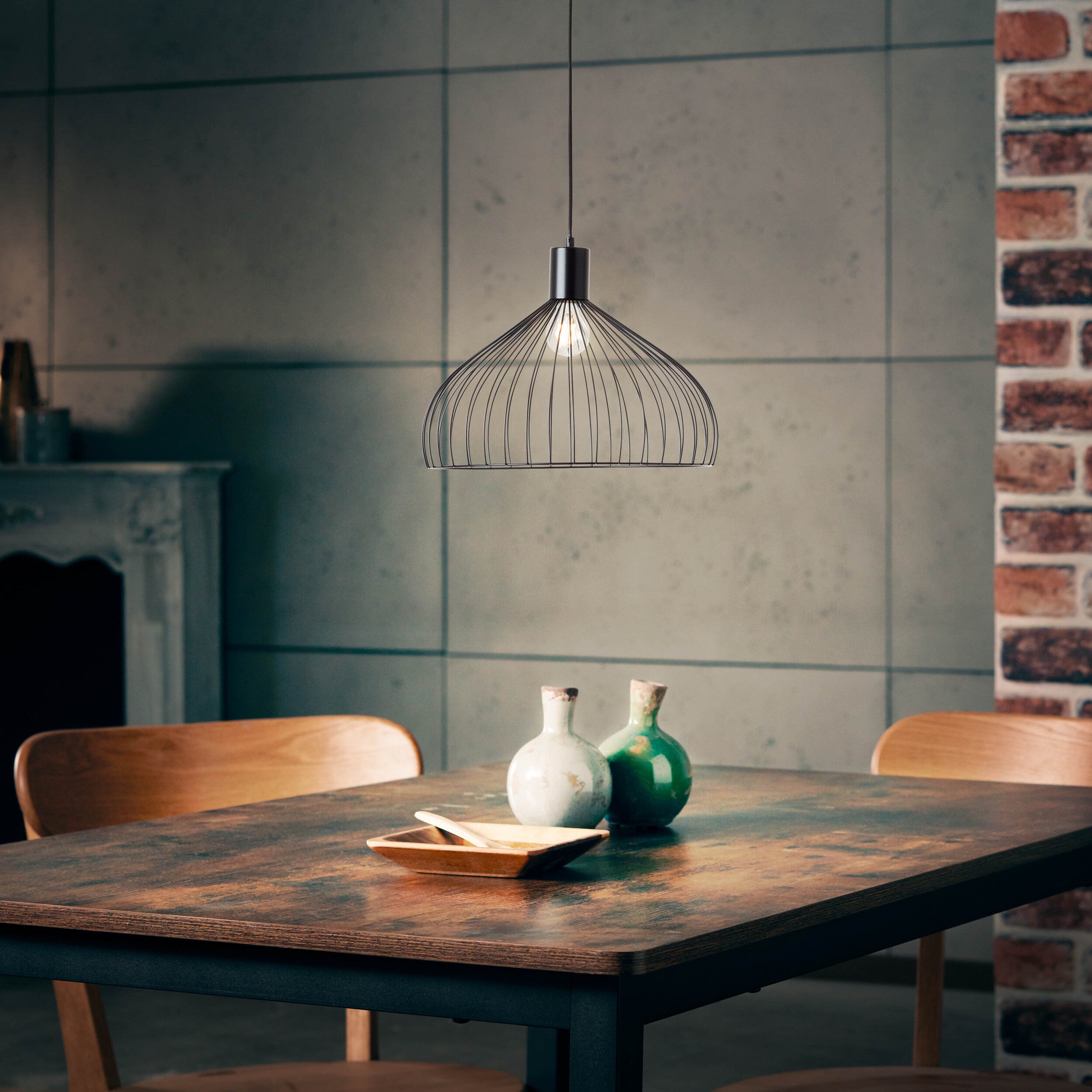 Brilliant Lampa wisząca Erena 38cm jasnoróżowy metal/drewno 1x A60, E27, 60 W, pasuje do zwykłej żarówki (brak w zestawie) - 5
