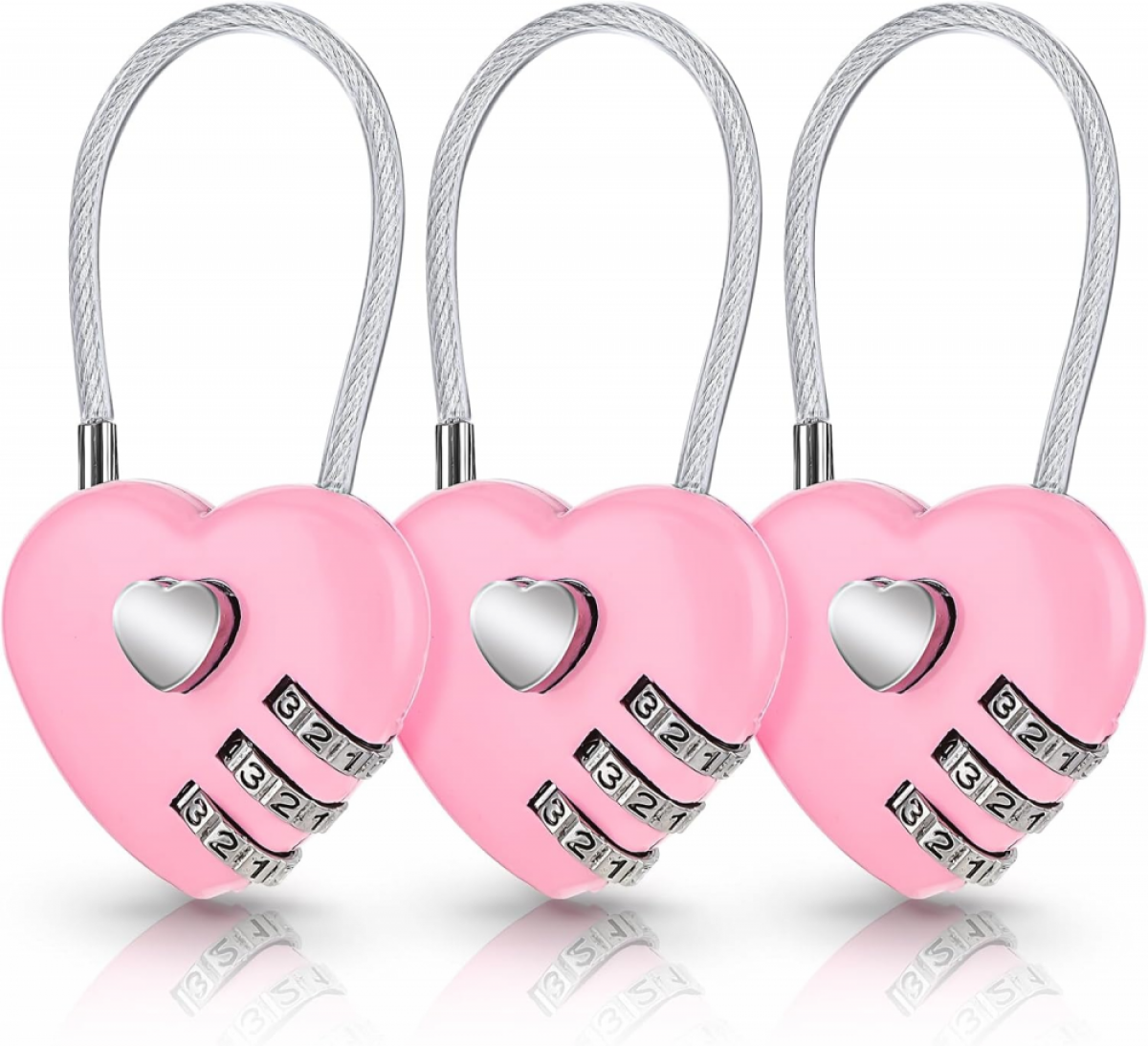 Lote de 3 candados en forma de corazón rosa, pequeños candados ...