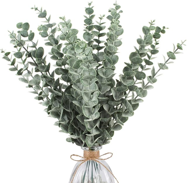 24 Pcs Eucalyptus Branches Artificiel, Simulation Vert Artificiel Eucalyptus Feuilles De Mariage Fleurs Artificielles pour Arrangement De Fleurs