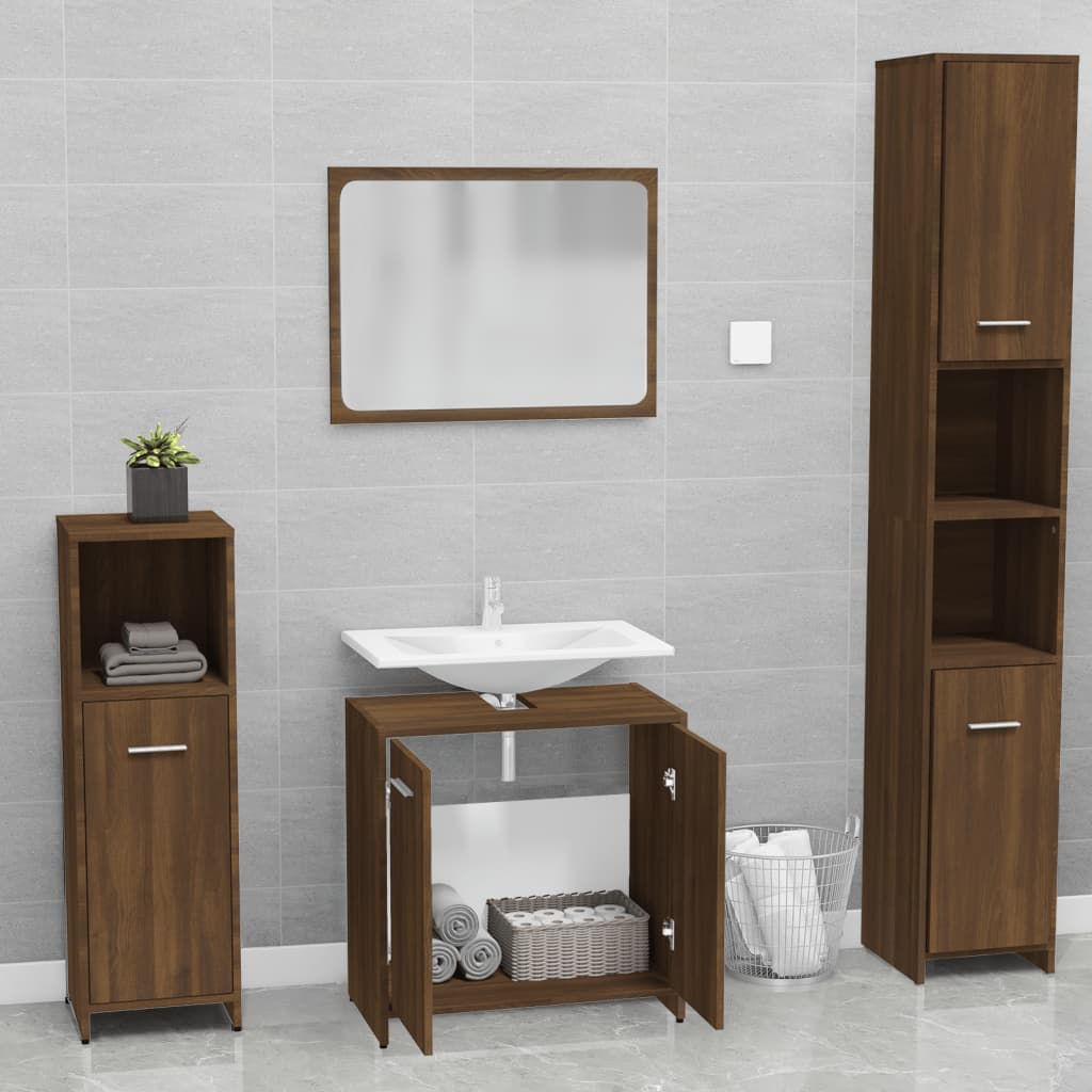 Maison Exclusive - Set Mobili da Bagno Rovere Marrone in Legno Multistrato - 3