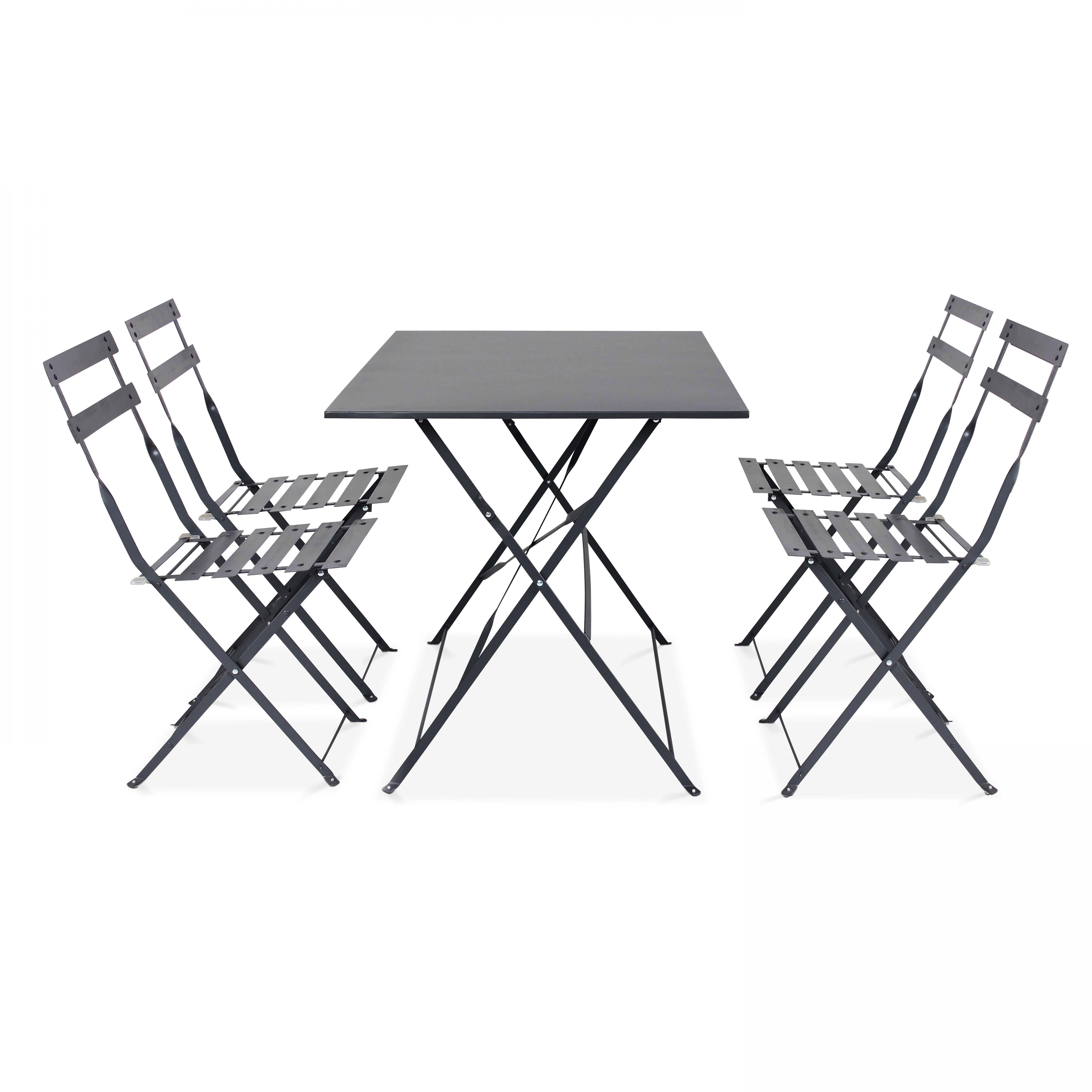 Table à manger de jardin rectangulaire en Acier Anthracite 4 places - 5