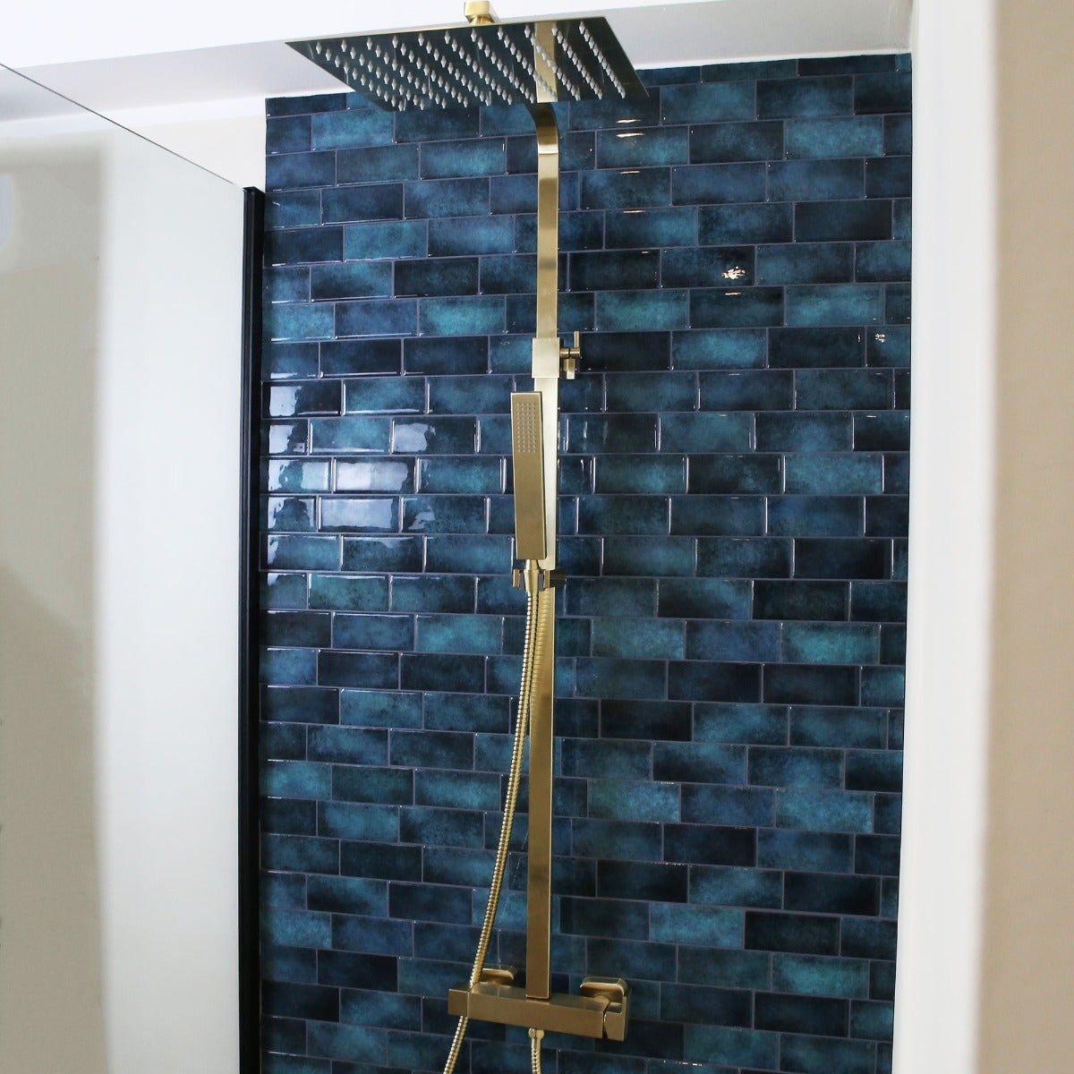 Square II colonne de douche carrée mécanique or brossé - 2