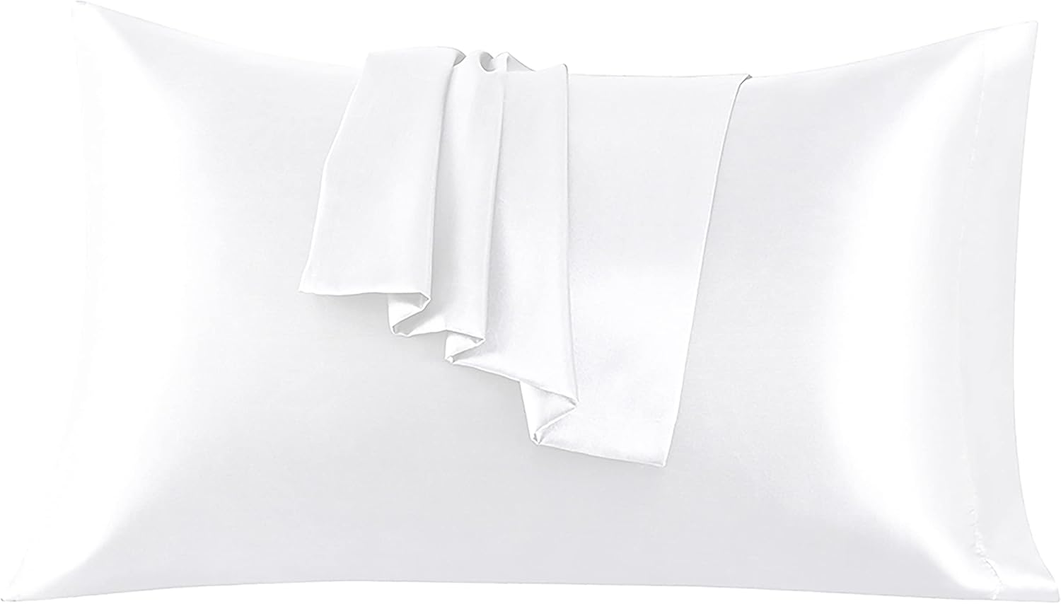 Taies d'oreiller en satin, 40 x 60 cm, douces et agréables pour la peau, blanches, lot de 2 - 2