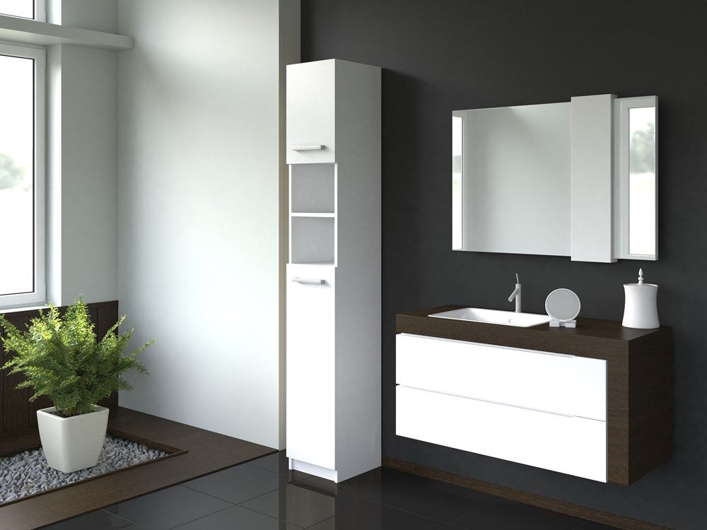 Szafka Łazienkowa Topeshop Marbella 32cm Regał Słupek Biały 30x32x180 cm 1 szt.