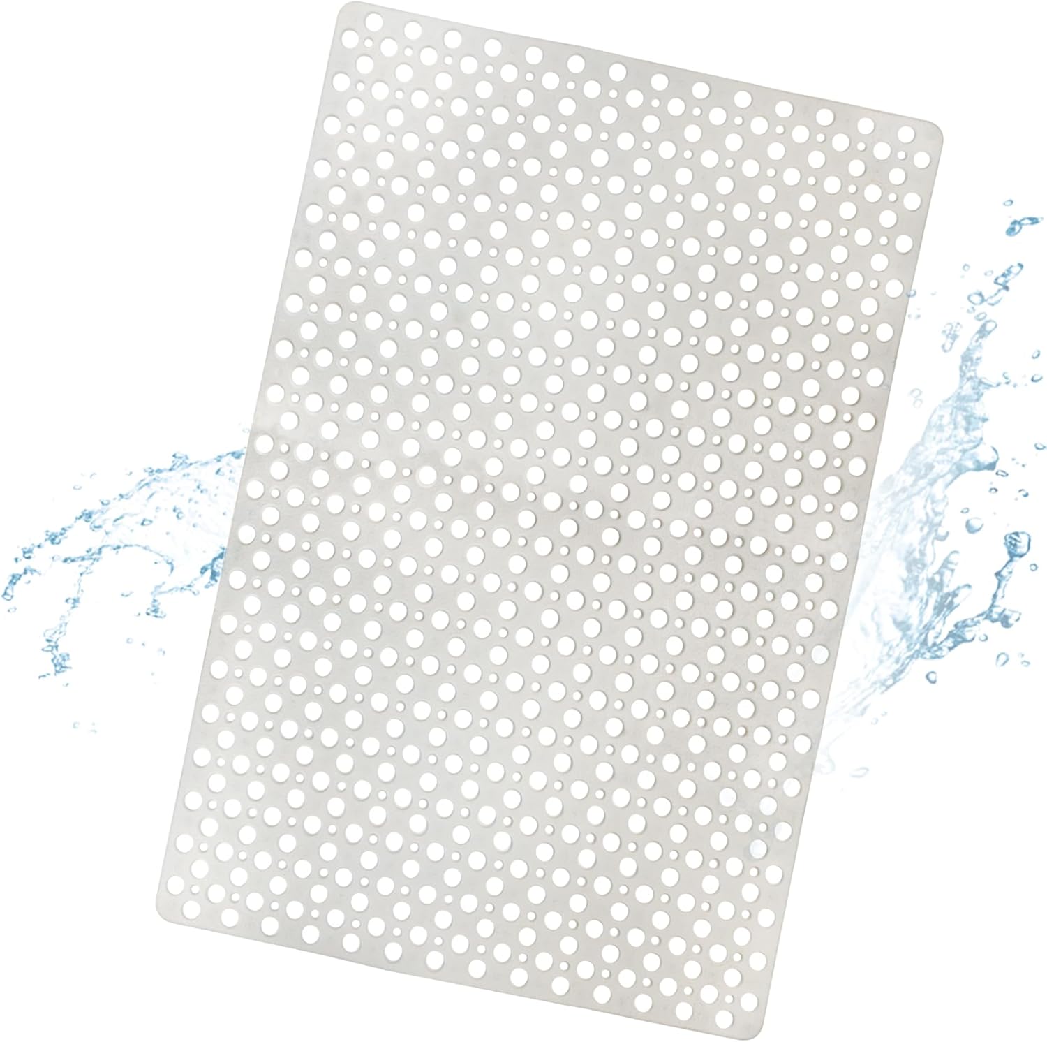 Mata antypoślizgowa do łazienki, mata prysznicowa TPE z przyssawkami i otworami odpływowymi, biała 43x75 cm