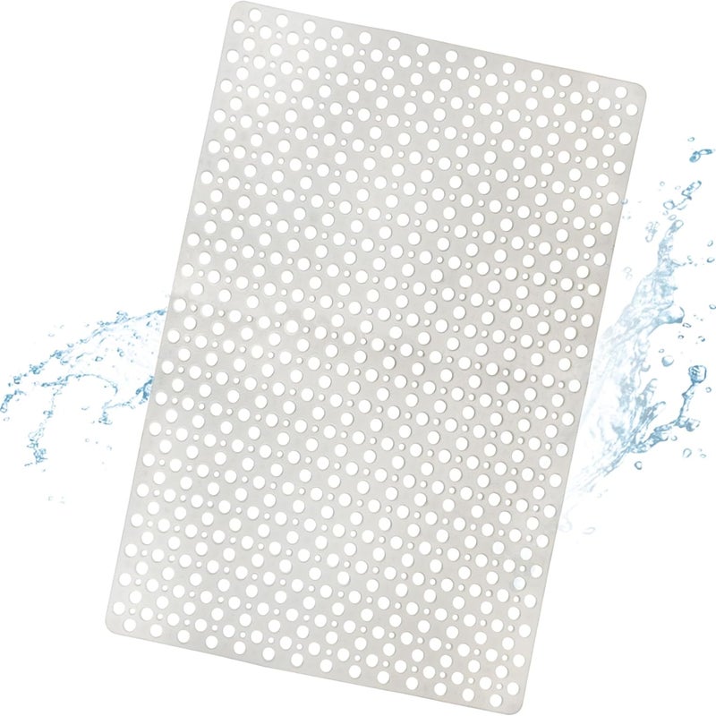 Mata antypoślizgowa do łazienki, mata prysznicowa TPE z przyssawkami i otworami odpływowymi, biała 43x75 cm