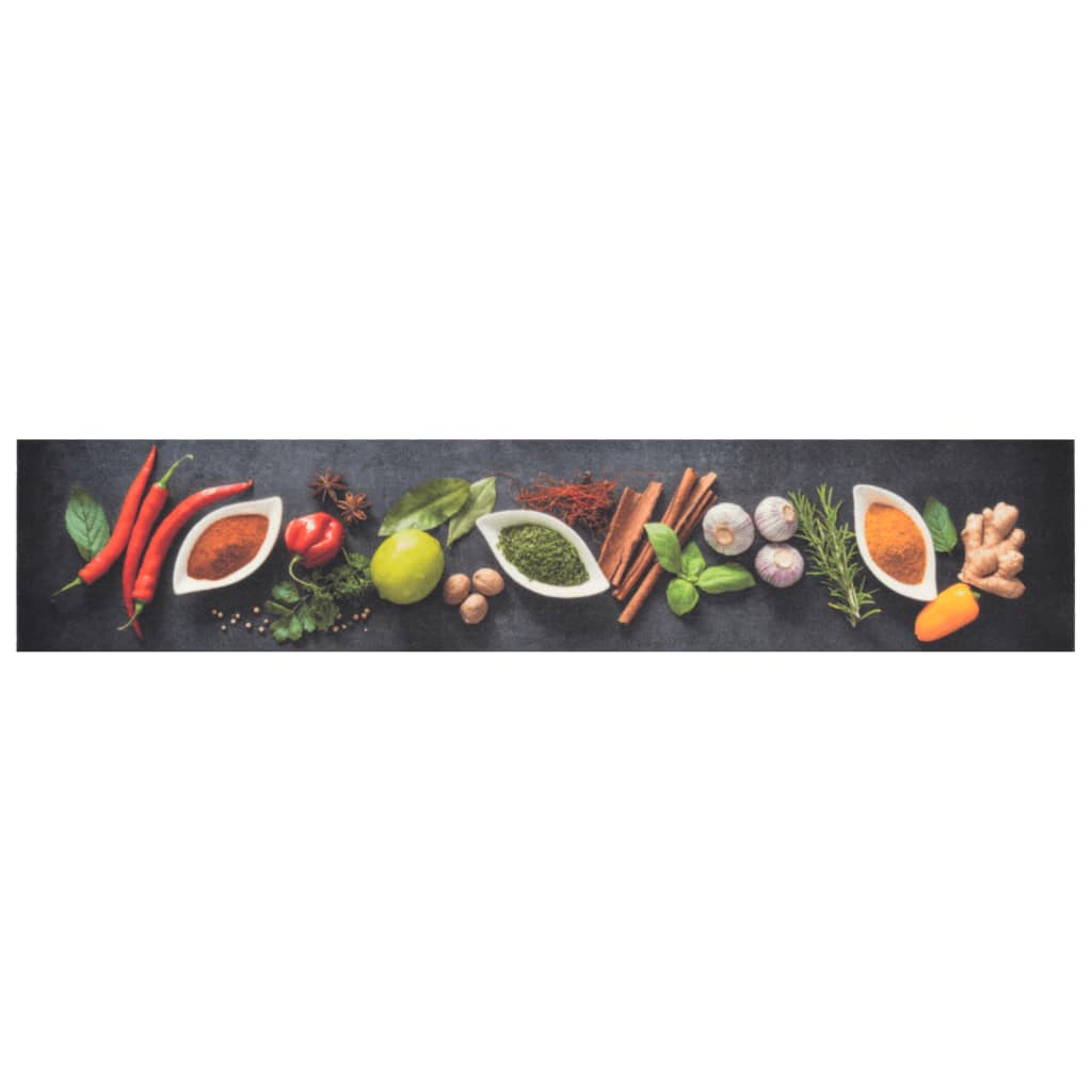 Alfombra de cocina | tapete para la cocina lavable terciopelo dibujo especias 60x300 cm cfw65208