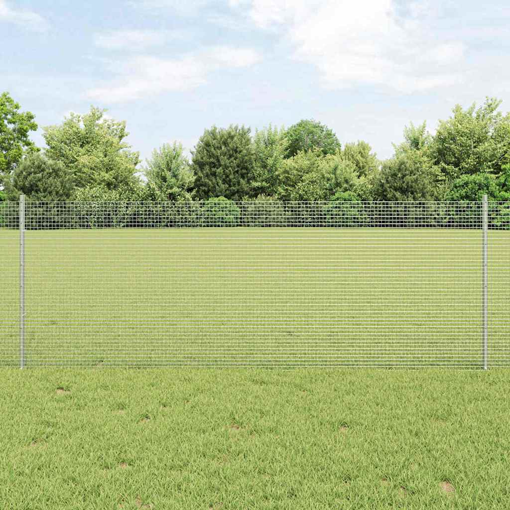 Ogrodzenie z słupkiem Srebrny 0,8 x 50 m Stal vidaXL