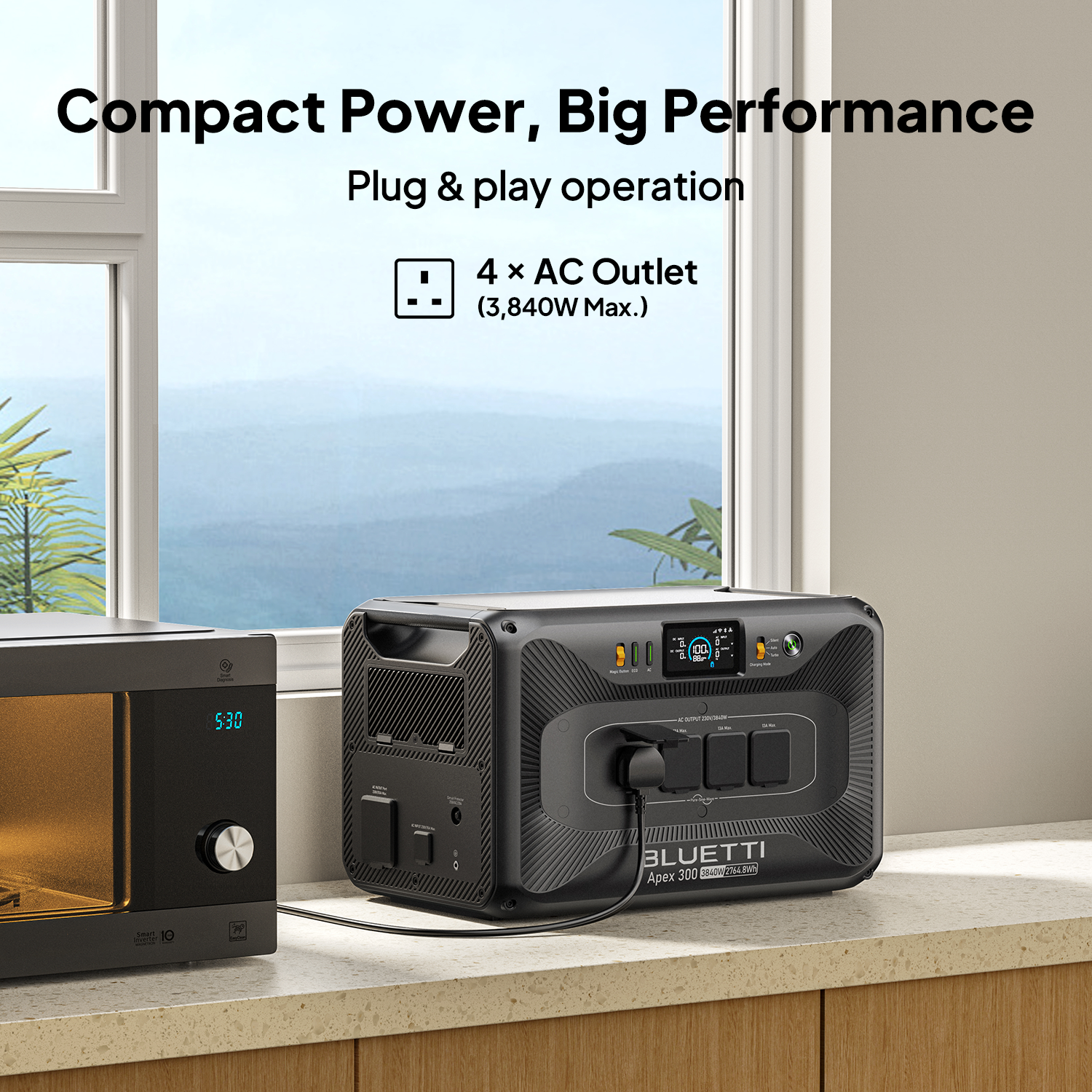 BLUETTI Apex 300 & B300K Gerador Solar, Bateria LFP de 5529,6Wh com 4 Saídas CA de 3840W, Energia Modular para Casa e Emergências - 5