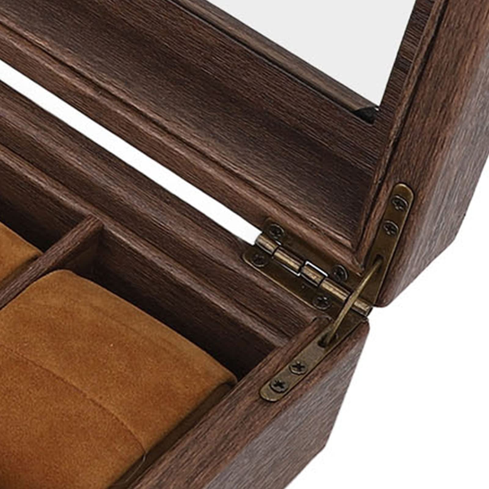 Boîte de rangement pour montres à 6 compartiments en cuir PU grainé de bois, boîte de protection verrouillable pour montres-bracelets - 9