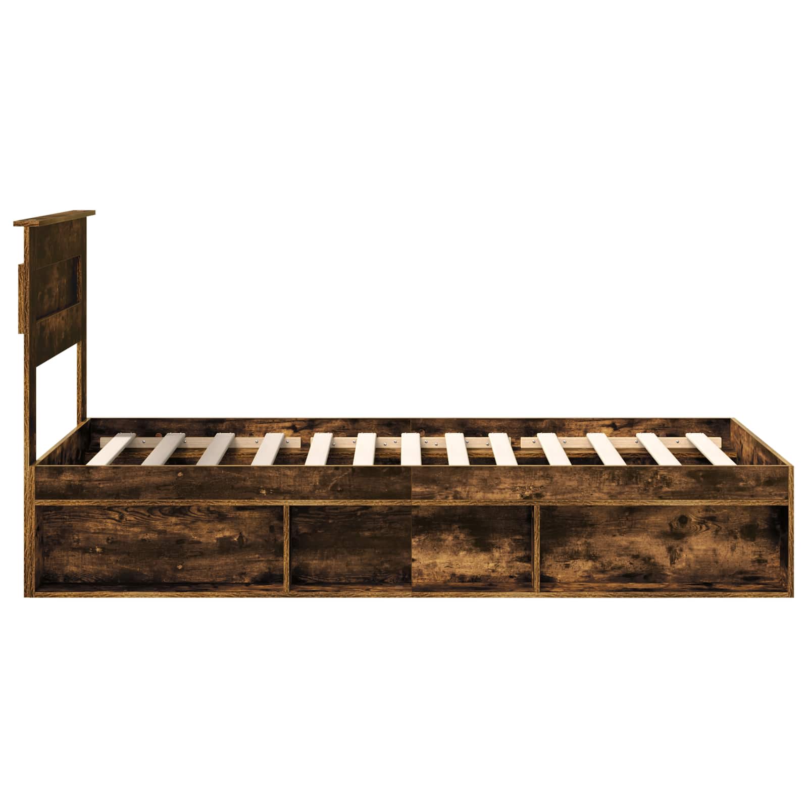 Cadre de lit en panneau de bois, chêne fumé, pour la chambre, 75 × 190 cm - 8