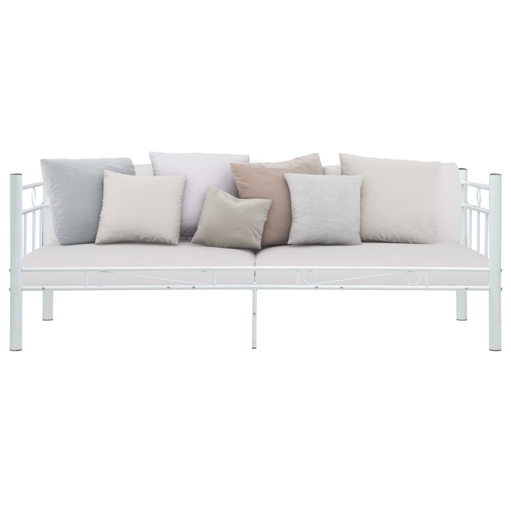 Łóżko Metalowe Białe Rama Łóżka Ze Stelażem DO Pokoju Sypialni 90 x 200 cm