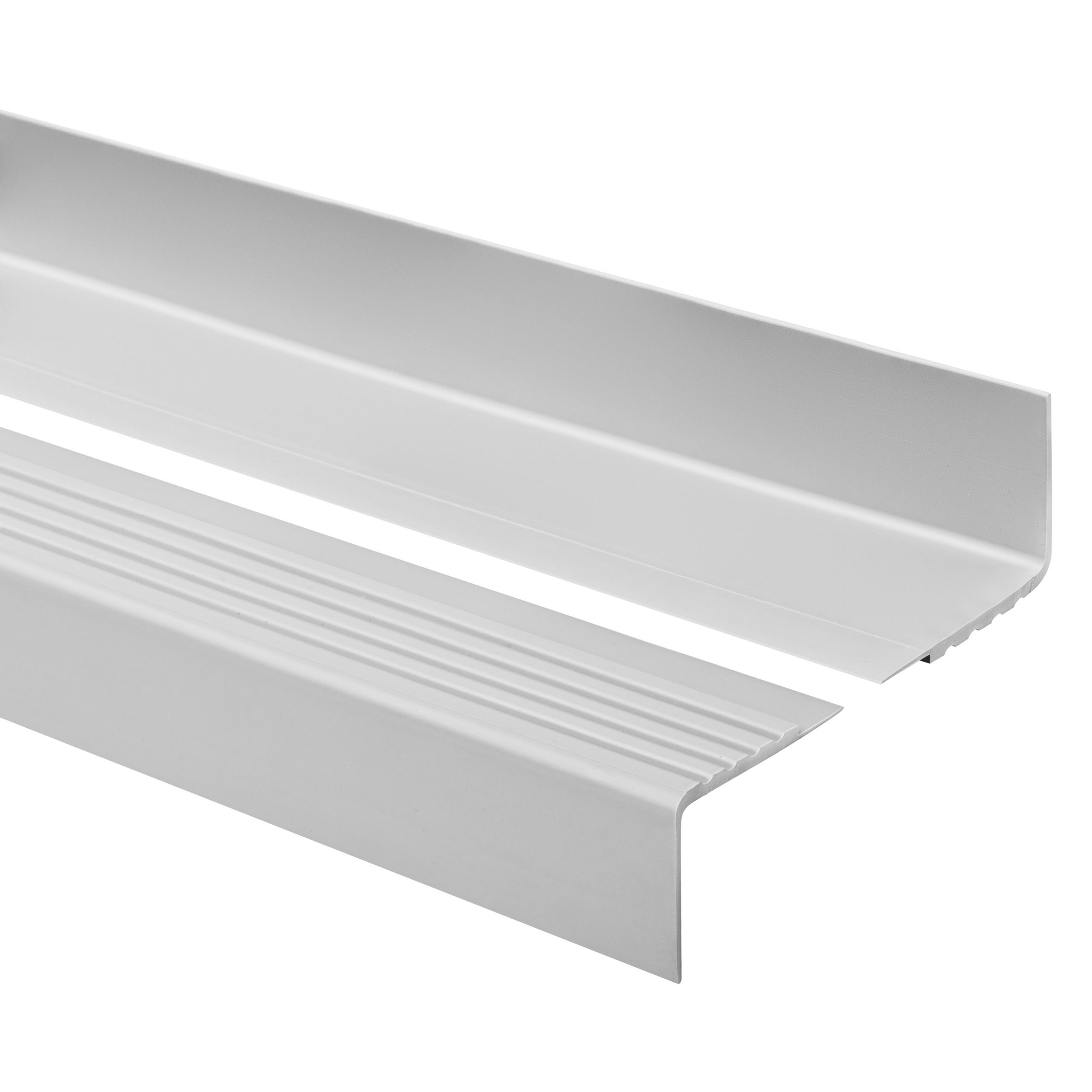 Profil schodowy 40x40 mm PVC na krawędzie stopni antypoślizgowy - 150 cm, szary