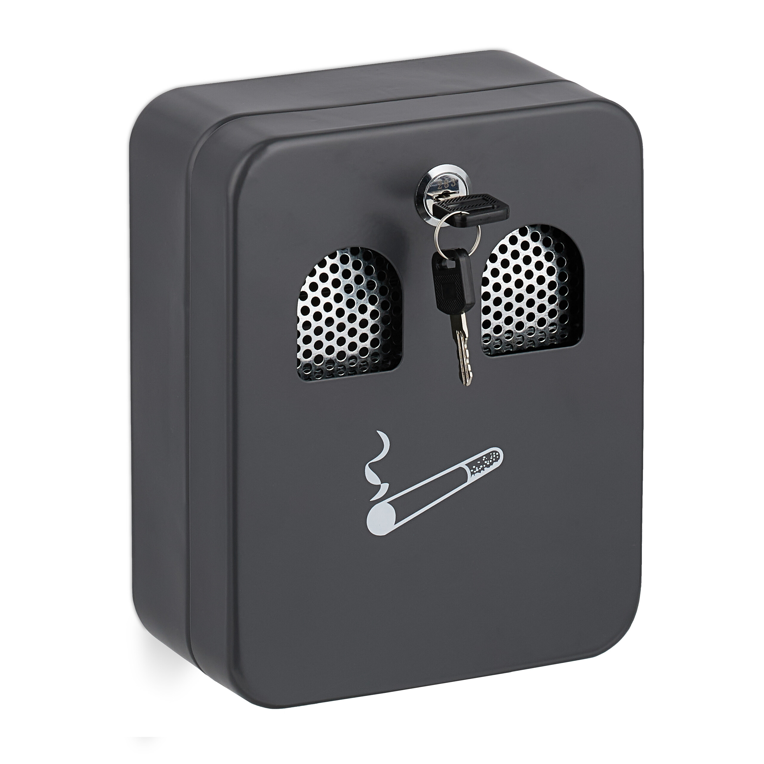 Relaxdays cenicero metálico para lugares públicos, con cerradura, montaje mural, medidas: 20 x 16 x 8,5 cm, antracita