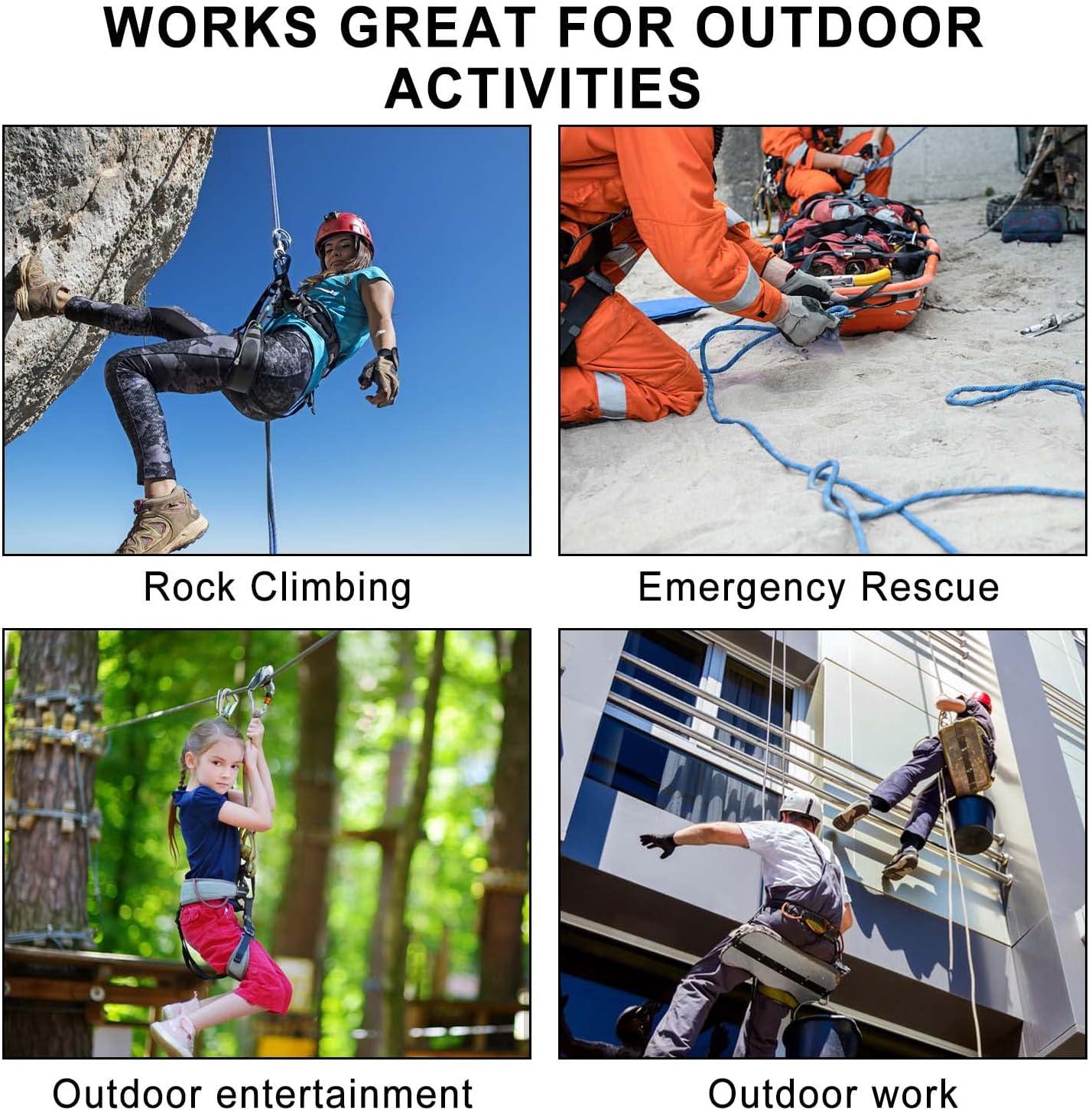 Longe d'escalade de 10 m, corde en nylon, 10 mm, avec 2 mousquetons, adaptée à l'escalade, à la descente en rappel, au sauvetage sportif - 7