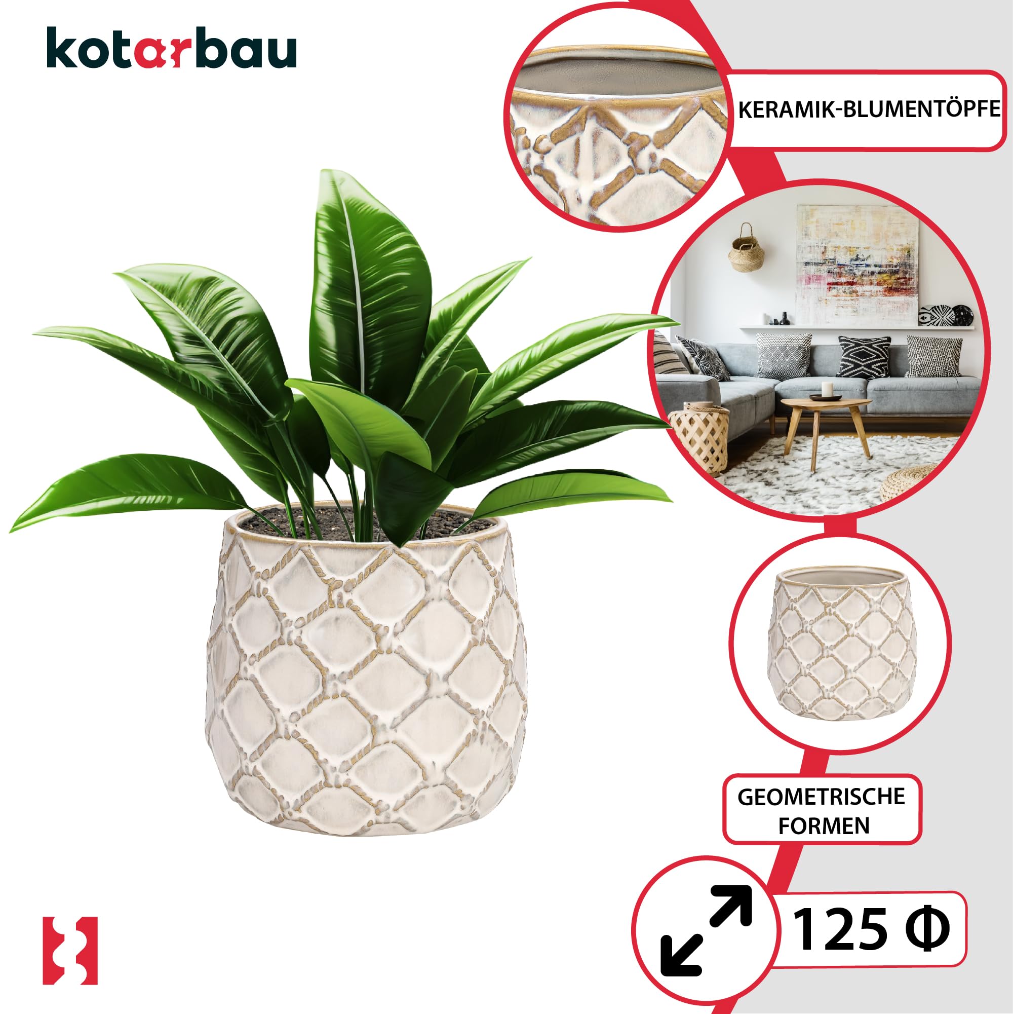 2x doniczka ananas donica osłonka ceramiczna fi 125 ceramika ozdoba kwiaty - KOTARBAU - 4