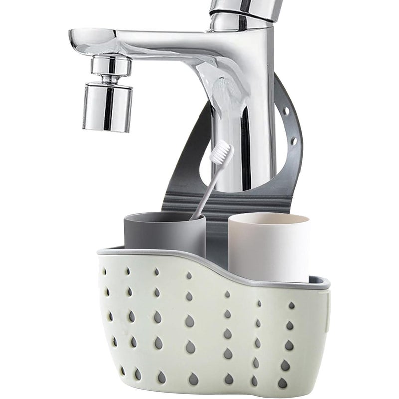 Wiszący uchwyt na zlew do kranu | Dwuwarstwowy gumowy uchwyt na gąbkę do kuchni, ociekacz na gąbkę do mydła, kosz do przechowywania