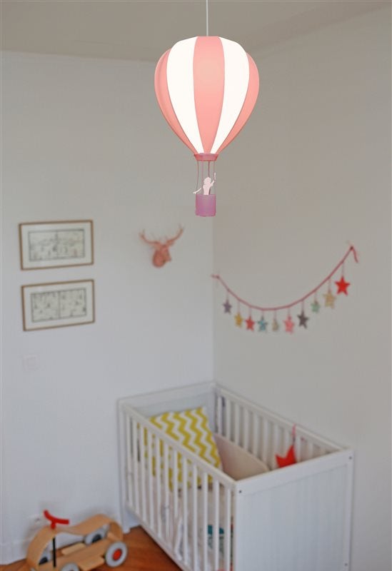 Lampe suspension enfant MONTGOLFIERE - R&M Coudert - rose - 2