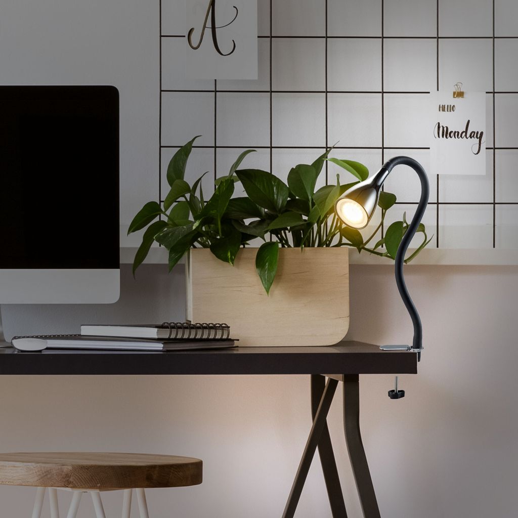 Lampe LED pince - 1-flamme en métal noir, LED GU10 4,8W 400lm, lumière chaude 3.000K, IP20, dimensions 55x600mm - Briloner - 4